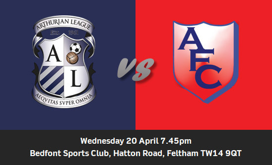 Arthurian League vs the Amateur Football Combination - Wednesday 20 April 7.45pm at Bedfont Sports Club, Hatton Road, Feltham TW14 9QT